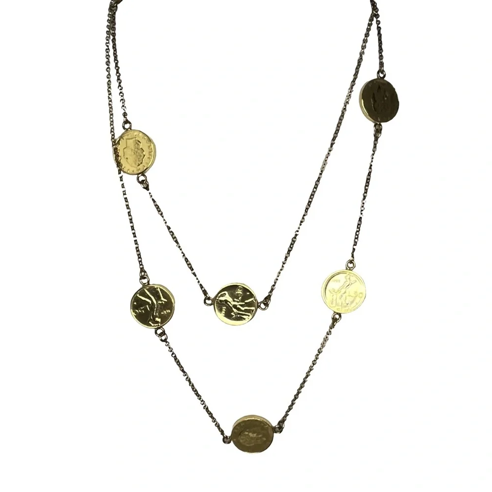 Milor Long Gold Coin Necklace - Picture 2 of 6